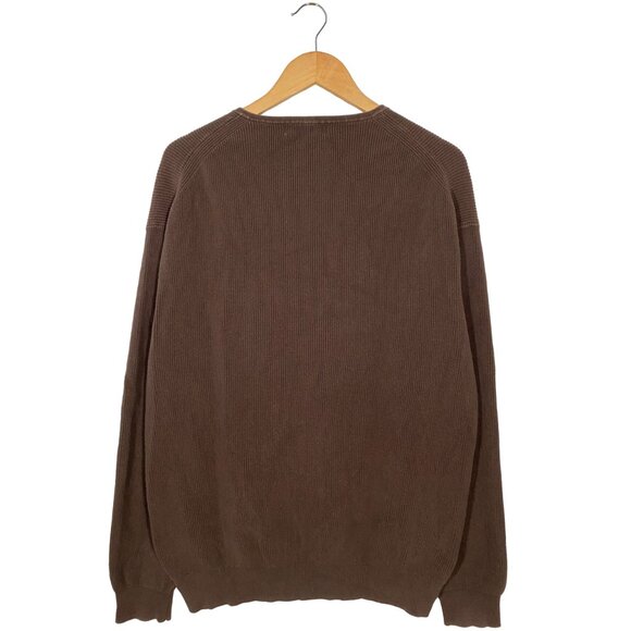 B Ming by BEAMS Heavy Long Sleeve Cotton Knit Henley Shirt Brown mens size XL - Picture 2 of 5